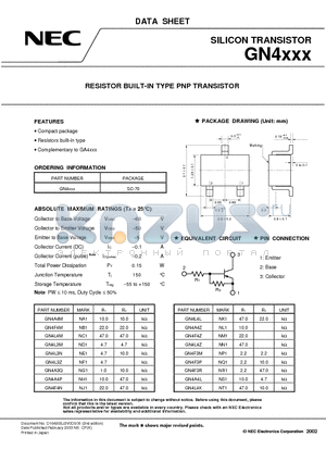 GN4A4P datasheet - RESISTOR BUILT-IN TYPE PNP TRANSISTOR