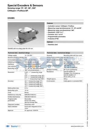 GNAMG.0155PA2 datasheet - Special Encoders & Sensors