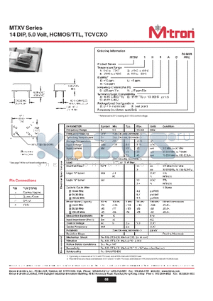 MTXV1E8BD datasheet - 14 DIP, 5.0 Volt, HCMOS/TTL, TCVCXO