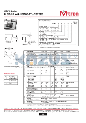MTXV1E8CD datasheet - 14 DIP, 5.0 Volt, HCMOS/TTL, TCVCXO