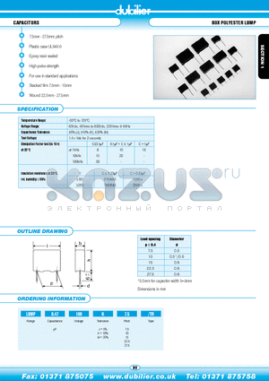 LBMP0.47100K15-TR datasheet - CAPACITORS BOX POLYESTER LBMP