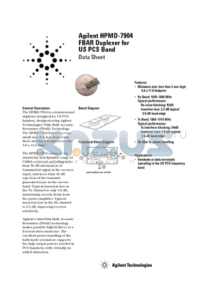 HPMD-7904 datasheet - FBAR Duplexer for US PCS Band