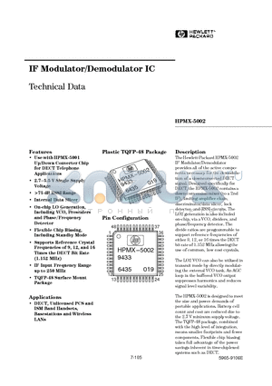 HPMX-5002-TR1 datasheet - IF Modulator/Demodulator IC