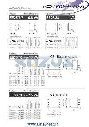 EE38/51/21 datasheet - MARSCHNER Transformers