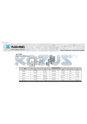 EE85A datasheet - Large Size Ferrite Cores