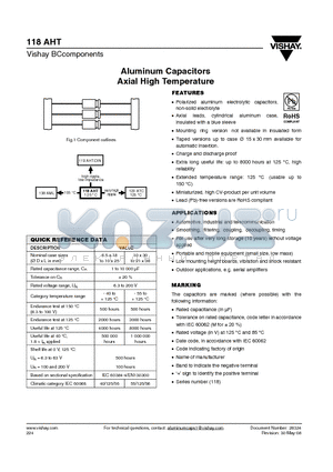 MAL211814222E3 datasheet - Aluminum Capacitors Axial High Temperature