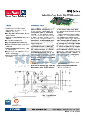 HPQ-3.3/50-D48NBHL1C datasheet - Isolated High Power Quarter Brick DC/DC Converters