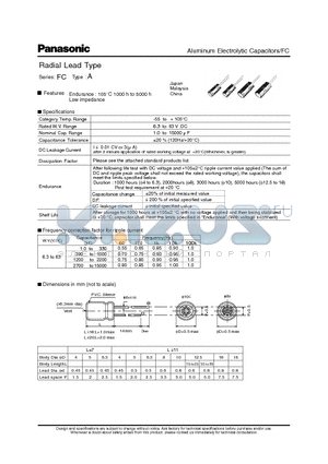 EEAFC1V120 datasheet - Aluminum Electrolytic Capacitors/FC