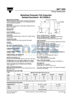 MKT1820-422 datasheet - Metallized Polyester Film Capacitor