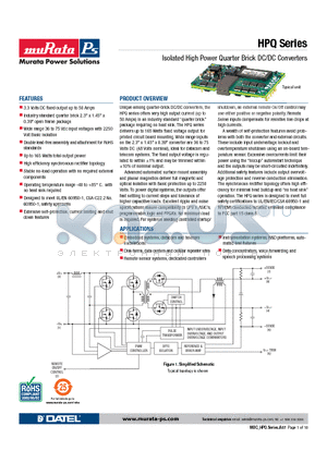 HPQ-3.3/50-D48PBL2C datasheet - Isolated High Power Quarter Brick DC/DC Converters
