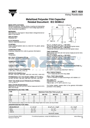MKT1820-615 datasheet - Metallized Polyester Film Capacitor