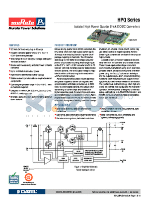 HPQ-50-D48N-C datasheet - Isolated High Power Quarter Brick DC/DC Converters