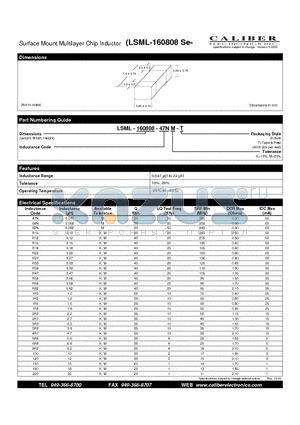 LSML-160808-100K-B datasheet - Surface Mount Multilayer Chip Inductor