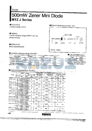 MTZJ11 datasheet - 500mW Zenor Mini Diode