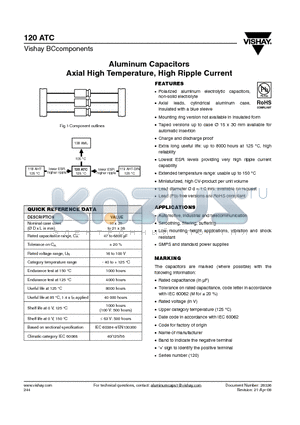 MAL212015332E3 datasheet - Aluminum Capacitors Axial High Temperature, High Ripple Current