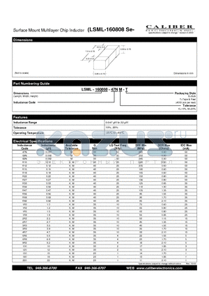 LSML-160808-47NM-T datasheet - Surface Mount Multilayer Chip Inductor