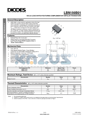 LBN150B01-7 datasheet - 150 mA LOAD SWITCH FEATURING COMPLEMENTARY BIPOLAR TRANSISTORS