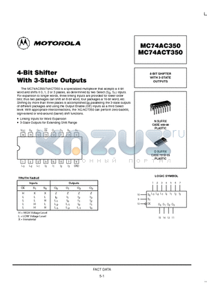MC74AC350N datasheet - 4-BIT SHIFTER WITH 3-STATE OUTPUTS
