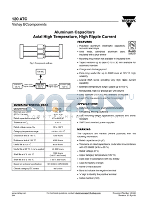 MAL212046332E3 datasheet - Aluminum Capacitors Axial High Temperature, High Ripple Current