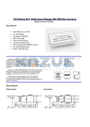 MKW1041 datasheet - 10 Watts 2:1 Wide Input Range DC/DC Converters Single and Dual Outputs