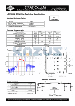 LBN7008L datasheet - SAW Filter Technical Specification