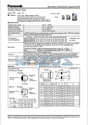 EEEFK0J101P datasheet - ALUMINUM ELEECTROLYTIC CAPACITORS/FK