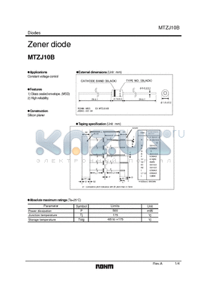 MTZJ15B datasheet - Zener diode