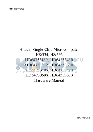HD6475348SCG datasheet - Single-Chip Microcomputer