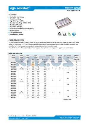 MKW2524 datasheet - DC/DC CONVERTER 15W 2x 1x 0.4 Metal Package