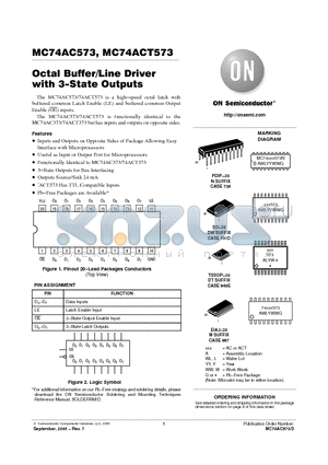 MC74AC573DWR2 datasheet - OCTAL D-TYPE LATCH WITH 3-STATE OUTPUTS