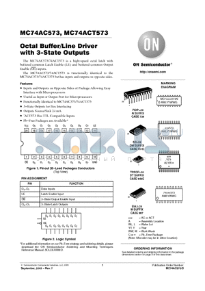 MC74AC573N datasheet - OCTAL D-TYPE LATCH WITH 3-STATE OUTPUTS