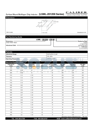 LSML-201209-68NM-B datasheet - Surface Mount Multilayer Chip Inductor