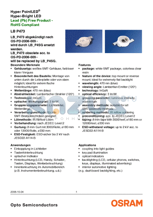 LBP473 datasheet - Lead (Pb) Free Product RoHS Compliant