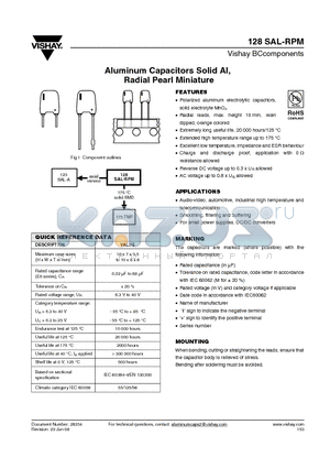 MAL212834339E3 datasheet - Aluminum Capacitors Solid Al, Radial Pearl Miniature