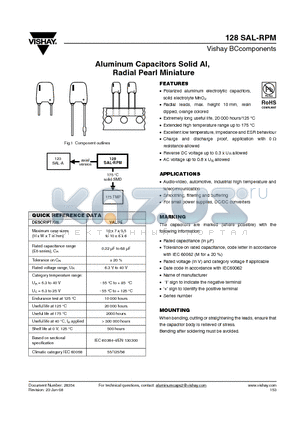 MAL212834478E3 datasheet - Aluminum Capacitors Solid Al, Radial Pearl Miniature