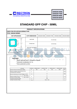 GNSG50-500E datasheet - STANDARD GPP CHIP - 50MIL