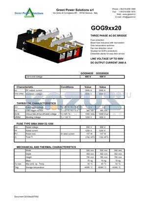 GOG95020 datasheet - THREE PHASE AC-DC BRIDGE