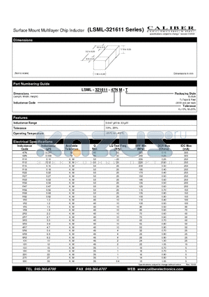 LSML-321611-180M-T datasheet - Surface Mount Multilayer Chip Inductor