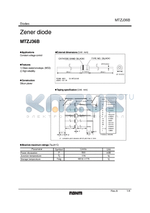 MTZJ3.6B datasheet - Zener diode