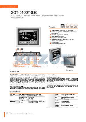 GOT-5100T-830 datasheet - Supports panel mount