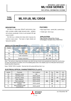 ML120G8 datasheet - FOR OPTICAL INFORMATION SYSTEMS