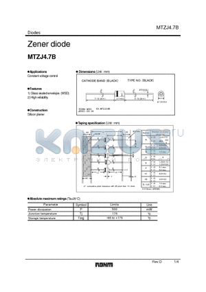 MTZJ3.9B datasheet - Zener diode