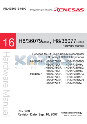 HD64F36077L datasheet - Renesas 16-Bit Single-Chip Microcomputer H8 Family/H8/300H Tiny Series