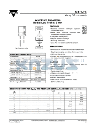 MAL213431338E3 datasheet - Aluminum Capacitors Radial Low Profile, 5 mm