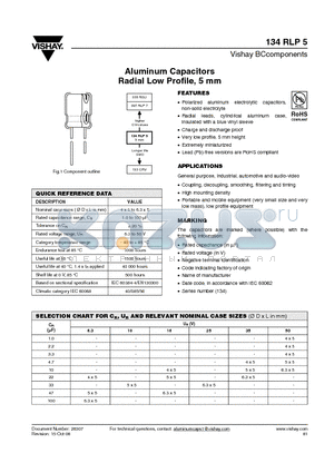 MAL213431478E3 datasheet - Aluminum Capacitors Radial Low Profile, 5 mm