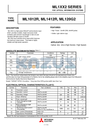 ML1412R datasheet - FOR OPTICAL INFORMATION SYSTEMS