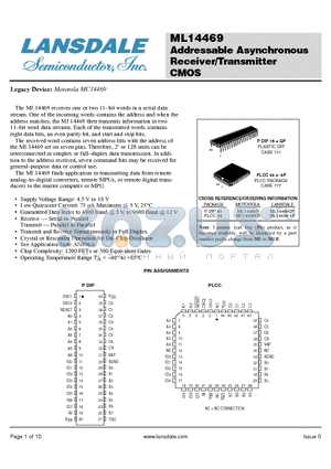 ML14469QP datasheet - Addressable Asynchronous Receiver/Transmitter