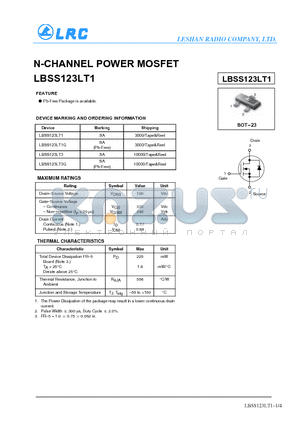 LBSS123LT1G datasheet - N-CHANNEL POWER MOSFET