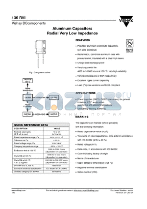 MAL213634391E3 datasheet - Aluminum Capacitors Radial Very Low Impedance