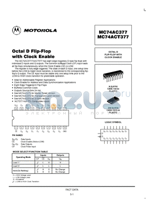 MC74ACT377DW datasheet - OCTAL D FLIP-FLOP WITH CLOCK ENABLE